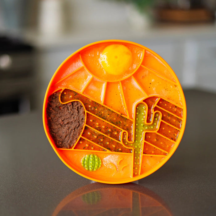 Messy Mutts Desert motif 8" Silicone Dog Lick Bowl Interactive Dog Bowl