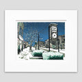 Matted "Milford Lights" 8x10 block print by Peninsula Prints featuring Milford, Michigan's Main Street during Christmas time.