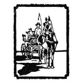 Mini Carriage Ride  Original Block Print by Natalia Wohletz of Peninsula Prints, Mackinac Island, Michigan.