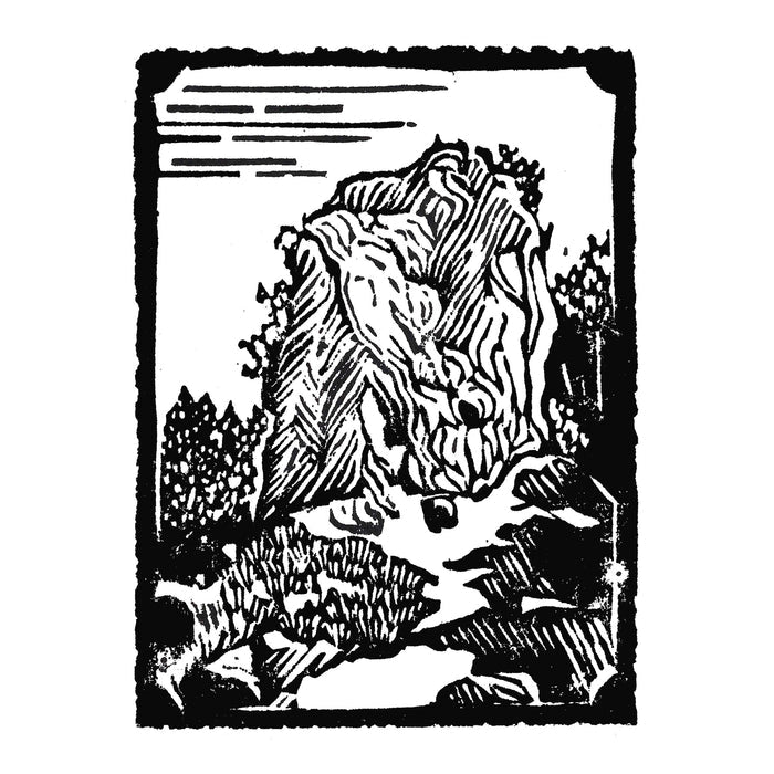 Mini Sugar Loaf  Original Block Print by Natalia Wohletz of Peninsula Prints, Mackinac Island, Michigan.