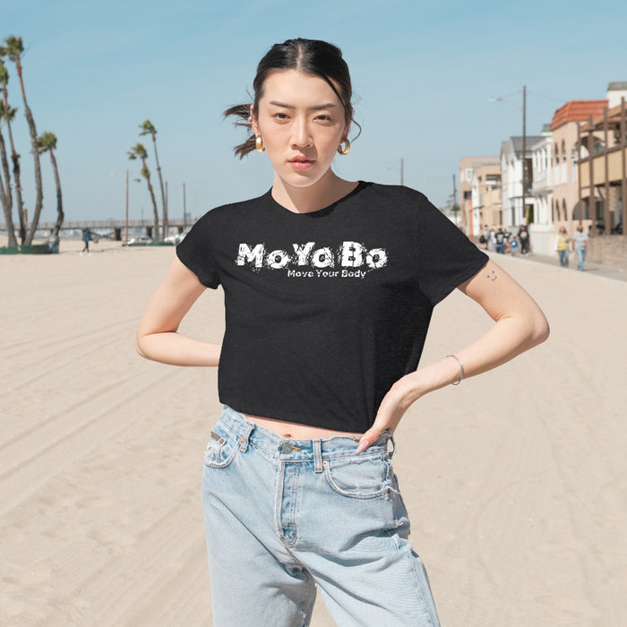 MoYoBo Women's Flowy Cropped Tee, Dark