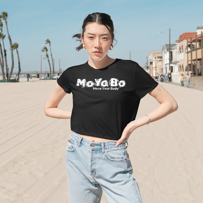 MoYoBo Women's Flowy Cropped Tee, Dark
