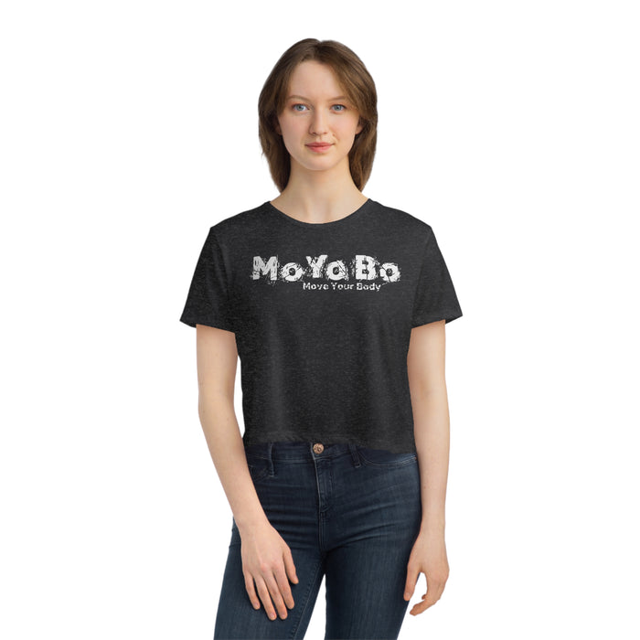 MoYoBo Women's Flowy Cropped Tee, Dark