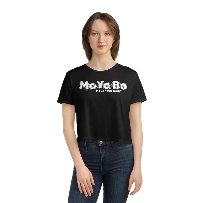 MoYoBo Women's Flowy Cropped Tee, Dark