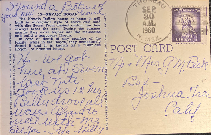 Navajo Hogan Native American Vintage Postcard 1960 - Vintage Postcard Boutique