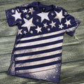 NAVY Distressed Bleach {STARS & STRIPES} Navy Crew Neck Tee