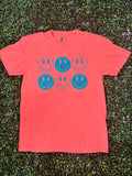 Neon Fire Red + Mint {HAPPY HAPPY HAPPY} Crew Neck Tee