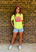 Neon Yellow {PINK MAMA} Crew Neck Tee