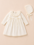 Newborn Dress 'Piquet Ivory'- 2pc