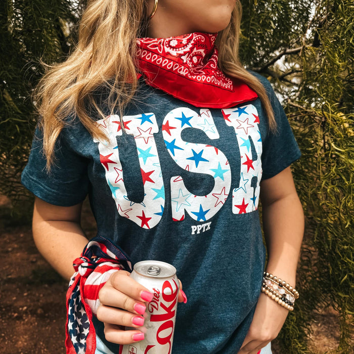 {OH MY STARS} Starry USA Navy Crew Neck Tee