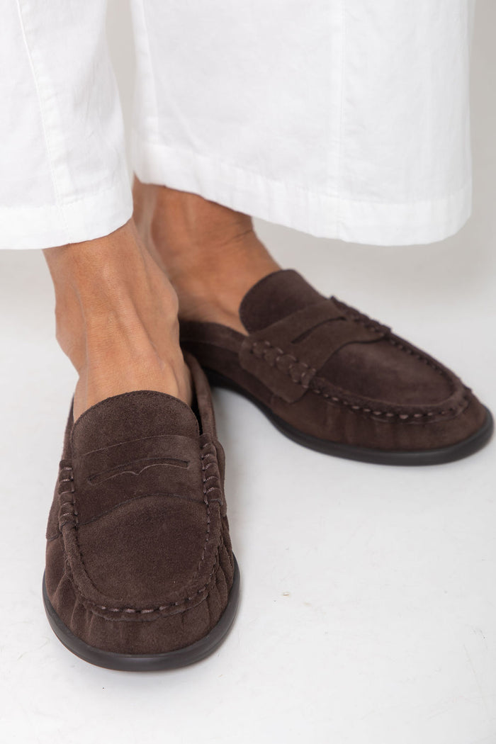 Parker Loafer Mule - Chocolate Brown Suede