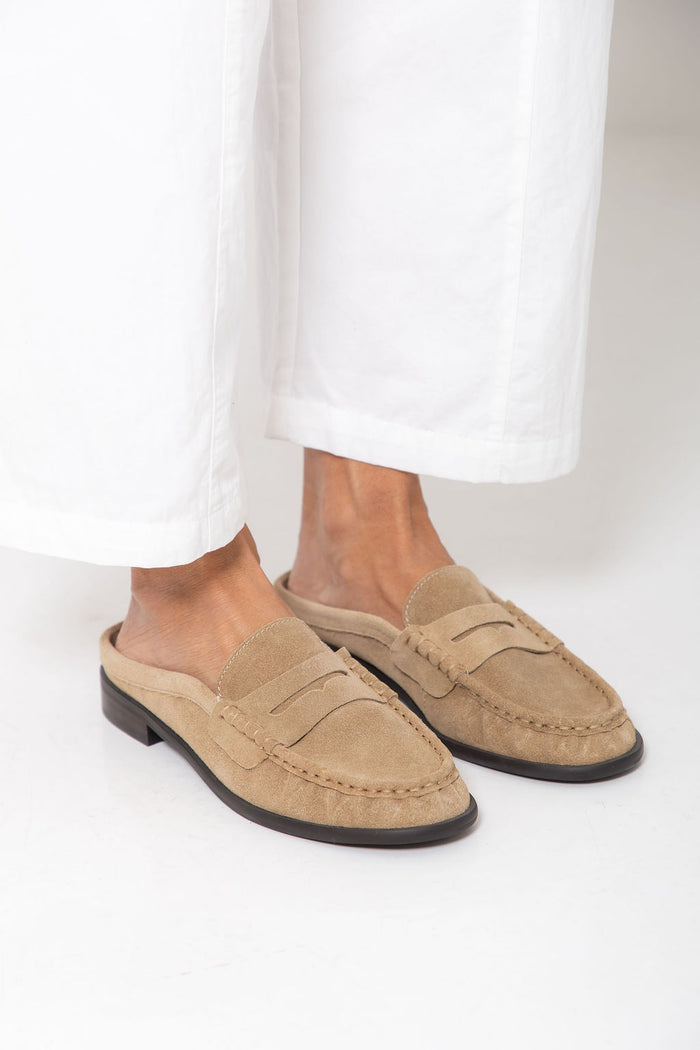 Parker Loafer Mule - Taupe Suede