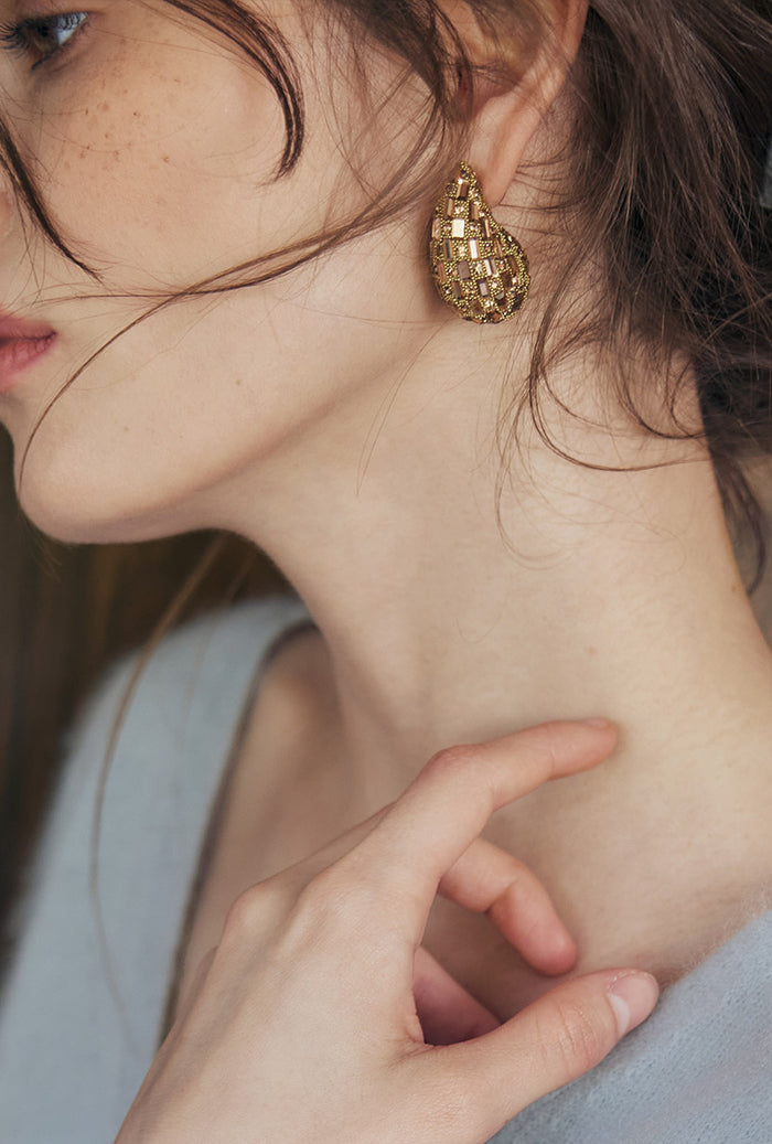 Petite Studio's Pascoe Gold Teardrop Dome Earrings