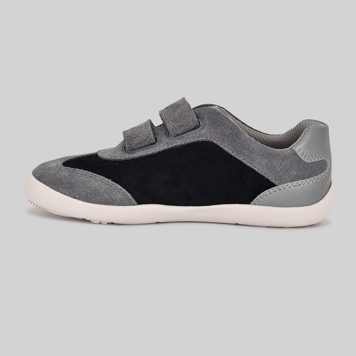Kids Suede Velcro Trainer Black - Inside