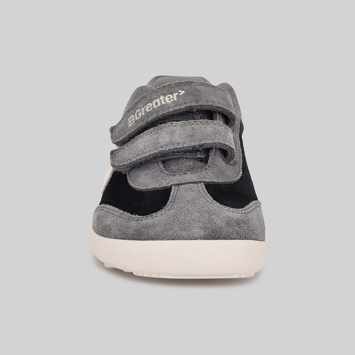 Kids Suede Velcro Trainer Black - Front