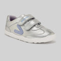 Kids Metallic Silver Velcro Trainer - Main