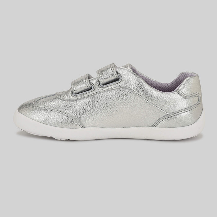 Kids Metallic Silver Velcro Trainer - Inside