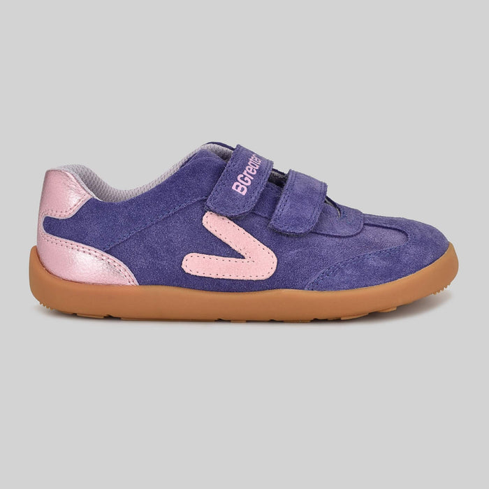 Kids Suede Velcro Trainer Purple - Outside