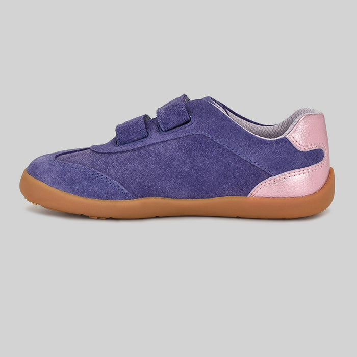 Kids Suede Velcro Trainer Purple - Inside