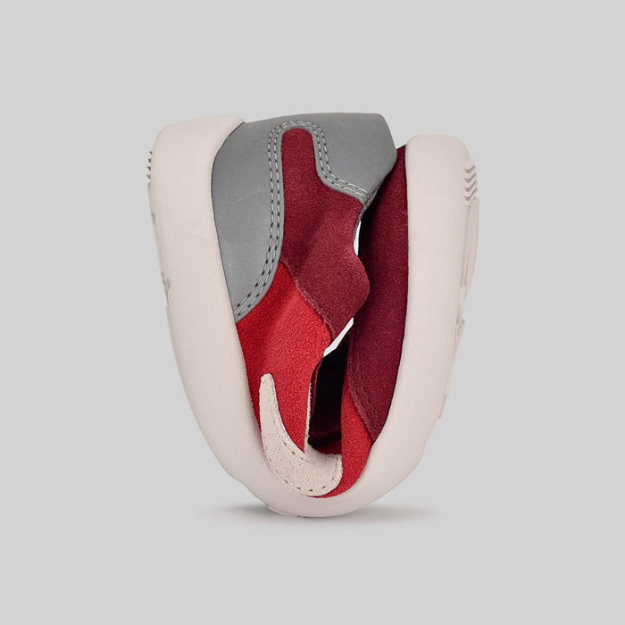 Kids Suede Velcro Trainer Red - Flexed
