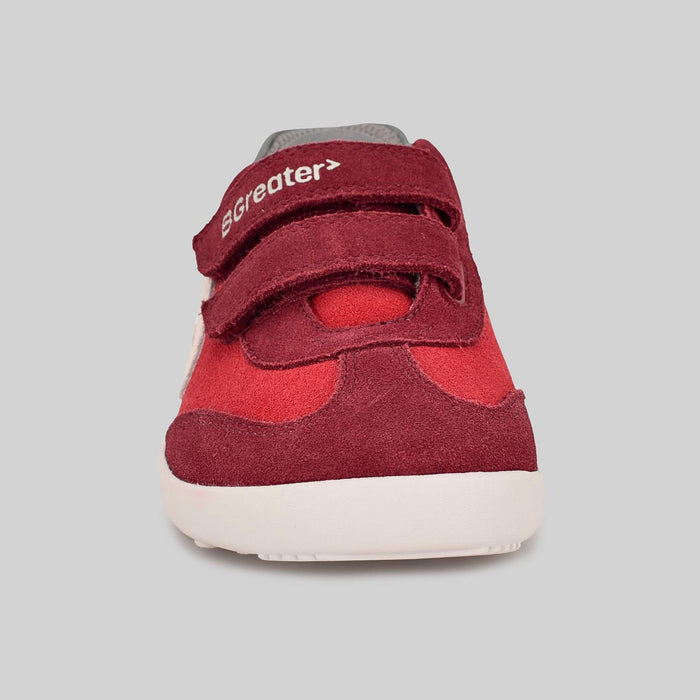 Kids Suede Velcro Trainer Red - Front