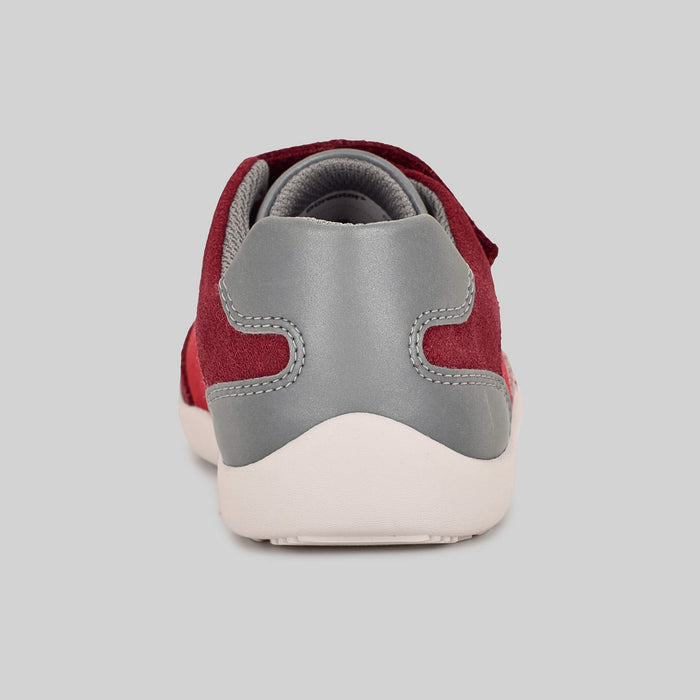 Kids Suede Velcro Trainer Red - Back