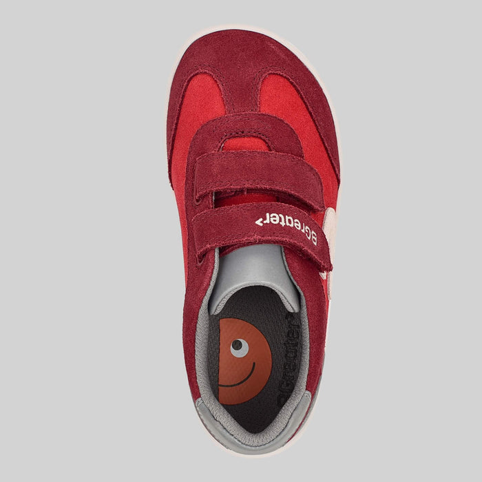Kids Suede Velcro Trainer Red - Top