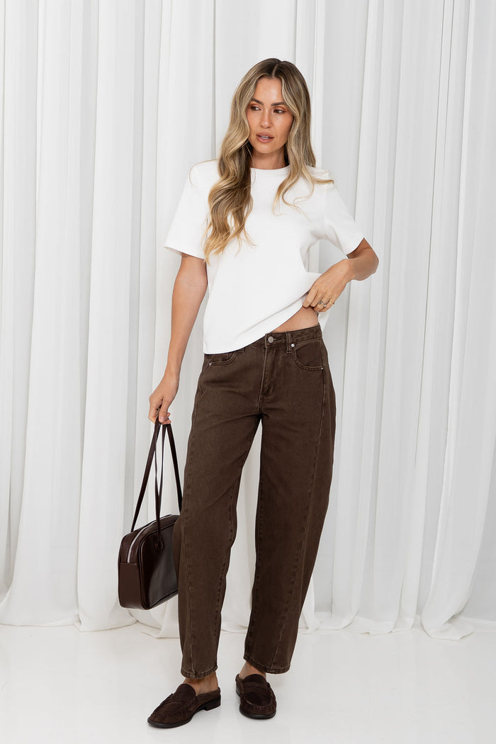 Phoenix Barrel Denim Jeans - Chocolate