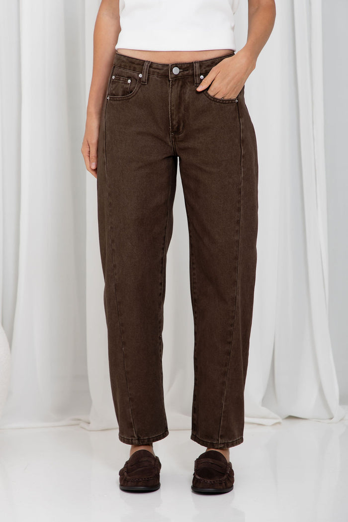 Phoenix Barrel Denim Jeans - Chocolate