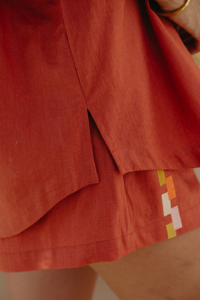 Pia Linen Shirt - Papaya - The Self Styler