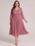 Plus Size Lace Fitted Sleeve Wedding Guest Dress #color_Purple Orchid