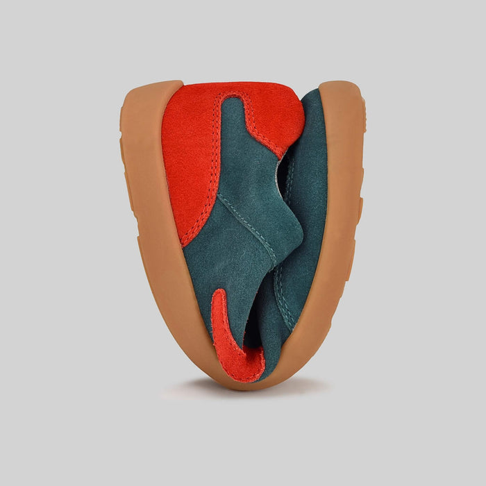 Kids Suede Trainer Green - Flexed