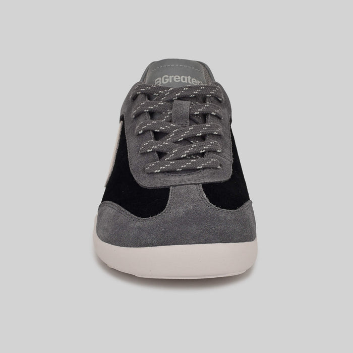 Kids Suede Trainer Black Grey - Front