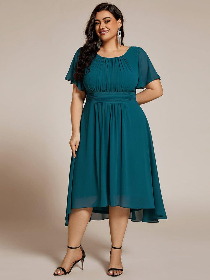 Plus Size Flowy Chiffon Bridesmaid Dress #color_Teal