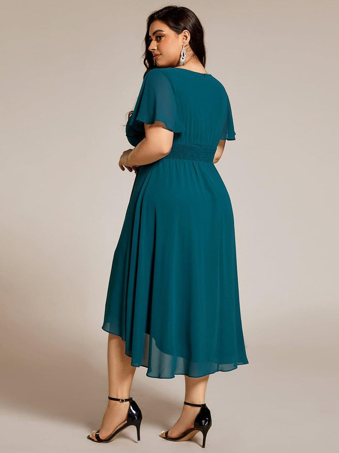 Plus Size Flowy Chiffon Bridesmaid Dress #color_Teal