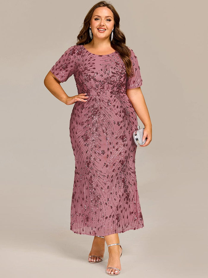 Plus Size Sequin Mermaid Formal Dresses #color_Purple Orchid
