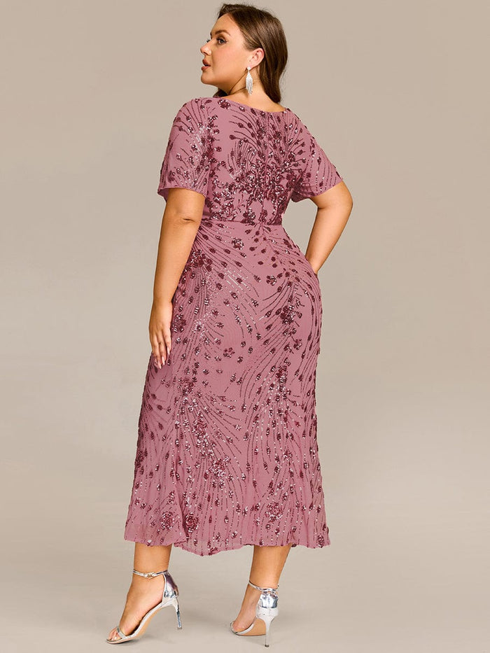 Plus Size Sequin Mermaid Formal Dresses #color_Purple Orchid