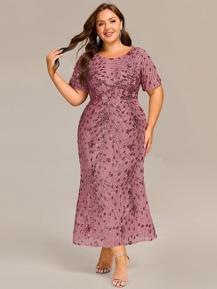 Plus Size Sequin Mermaid Formal Dresses #color_Purple Orchid