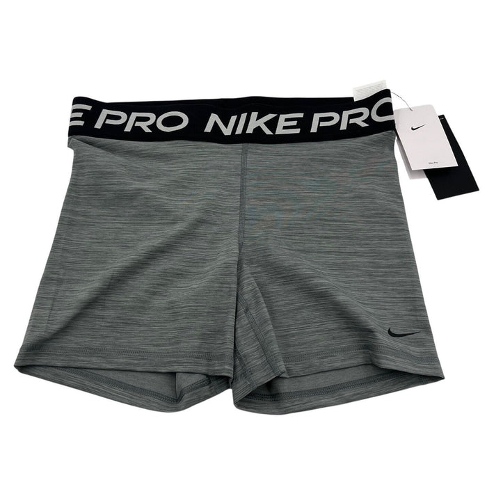 Nike Pro 365 women's gray and black training shorts, size large, with Nike logo and athletic fit, suitable for workout and running.
