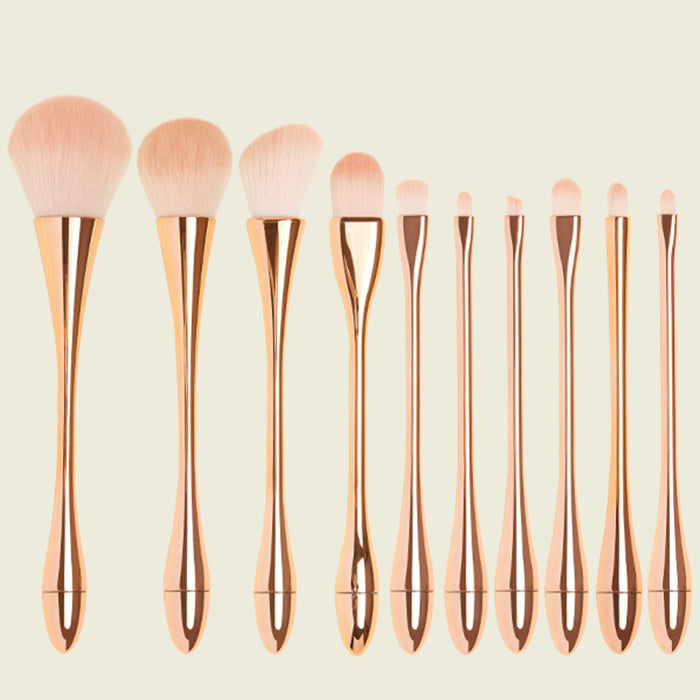 Rose gold professional makeup brush, single and 10-piece set – view 4