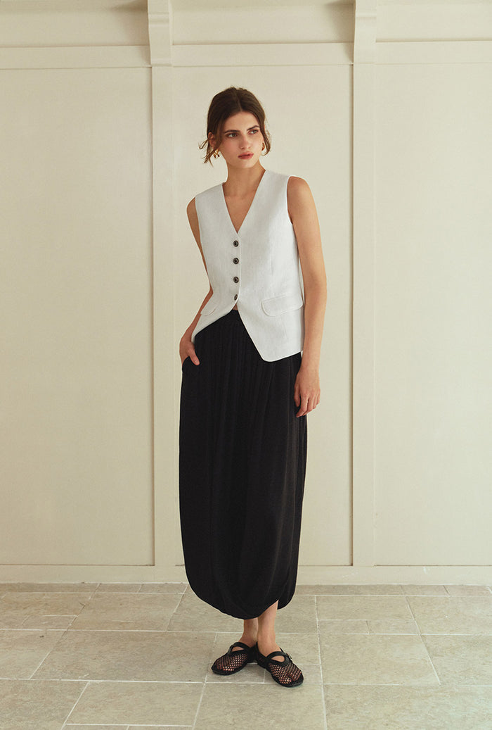 Petite Studio's Quentin Jersey Cotton Cocoon Skirt in Black