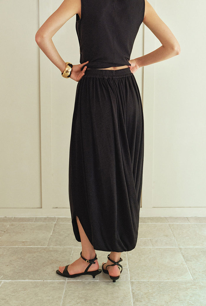 Petite Studio's Quentin Jersey Cotton Cocoon Skirt in Black