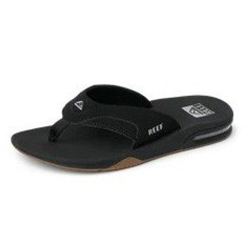 Reef Fanning men's sandals in gunmetal and ocean with built-in bottle opener, size 10, new with tags.