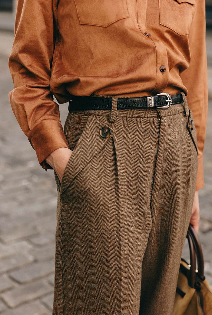 Petite Studio's Reign Wool Pants in Hazelnut