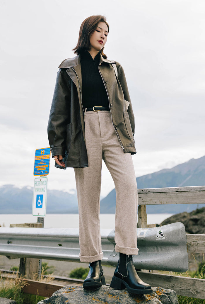 Petite Studio's Reign Wool Pants in Oatmeal