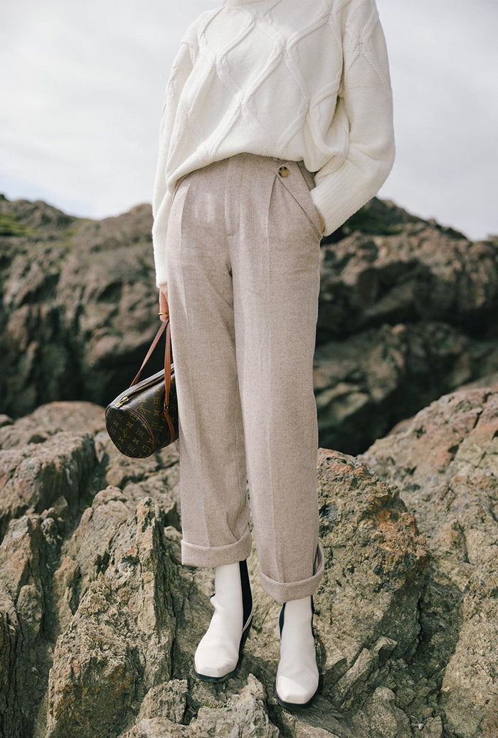Petite Studio's Reign Wool Pants in Oatmeal