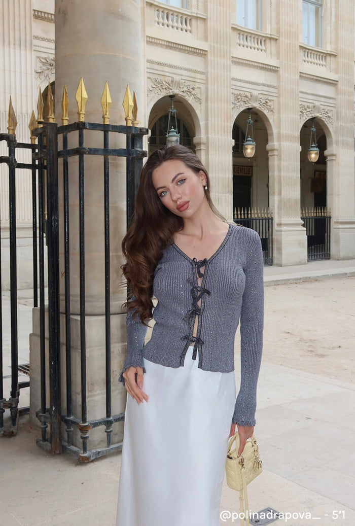 Petite Studio NYC's Reine Cotton Cardigan in Grey