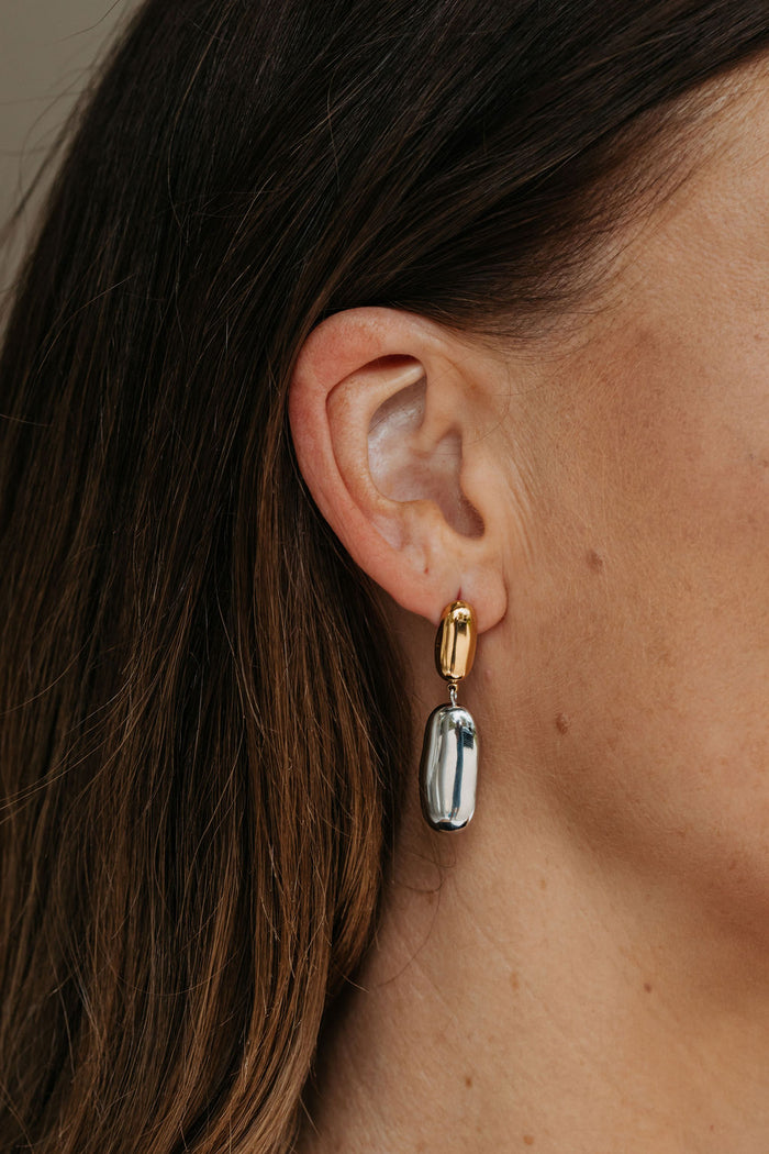 Remi Drop Stud Earrings - Gold and Silver - The Self Styler