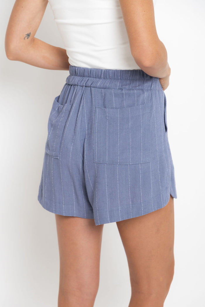 Riley Pinstripe Shorts - Blue - The Self Styler