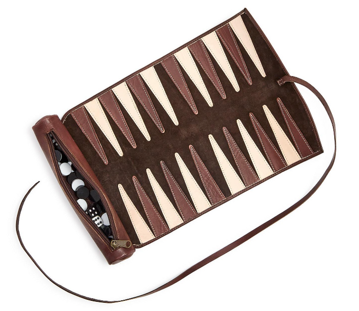 Roll-Up Leather Backgammon Game Set